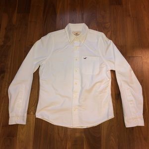 Men’s Medium White Hollister Logo Oxford Shirt